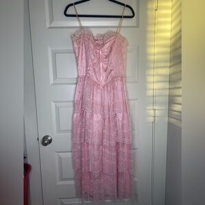 Vintage JcPenny Pink Lace Maxi Dress